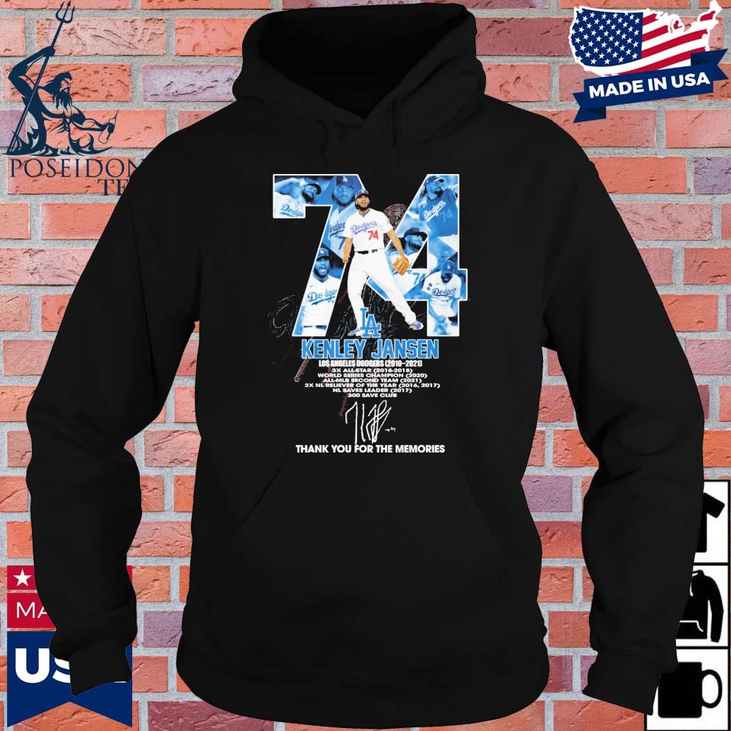 74 Kenley Jansen Los Angeles Dodgers 2010 2021 thank you for the memories  signature shirt, hoodie, sweater, long sleeve and tank top