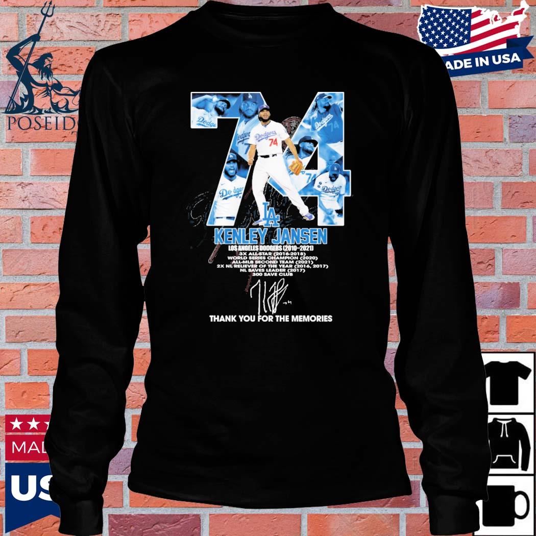 74 Kenley Jansen Los Angeles Dodgers 2010 2021 signature thank you for the  memories shirt, hoodie, tank top, sweater and long sleeve t-shirt