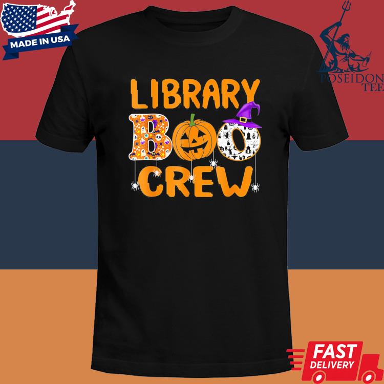 Official Library boo crew school librarian Halloween shirt