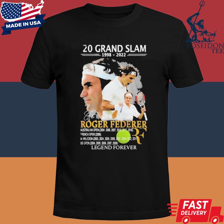 Official 20 Grand Slam 1998-2022 Roger Federer legend forever signature shirt