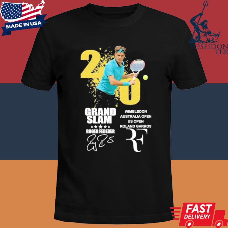 Official 20 Grand Slam Roger Federer Wimbledon Australia open us open roland garros shirt