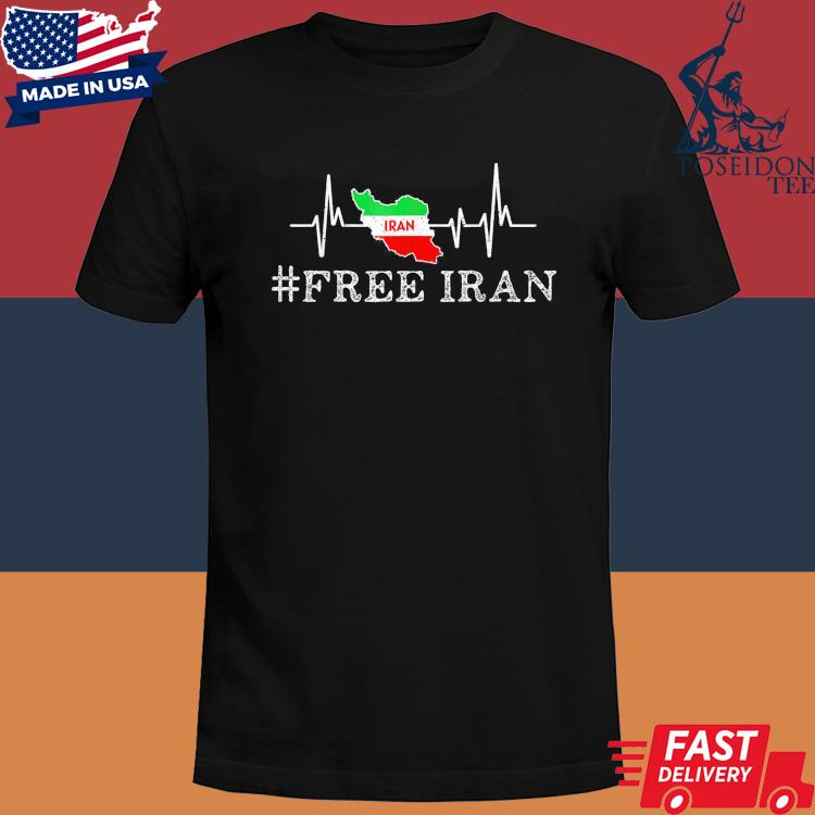 Official Free Iran symbol flag heartbeat freedom shirt