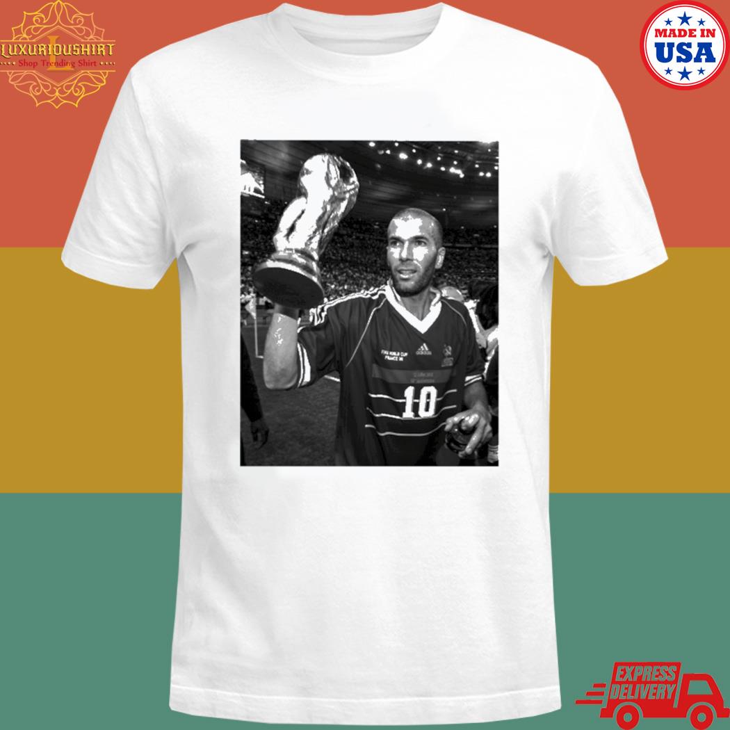 Official France's Zinedine Zidane holds the world cup 1998 T-shirt