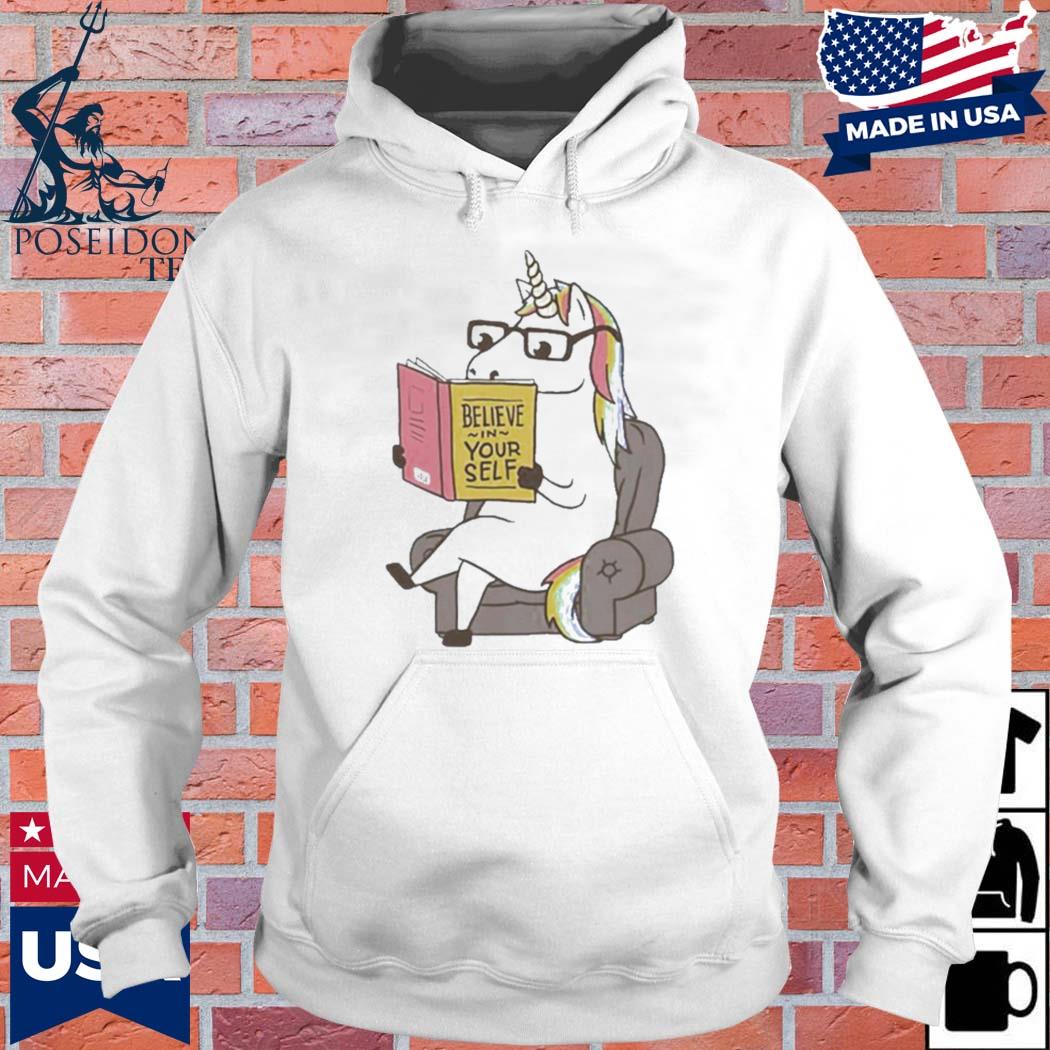 Official Unicorn reading book believe in your self T-s Hoodie