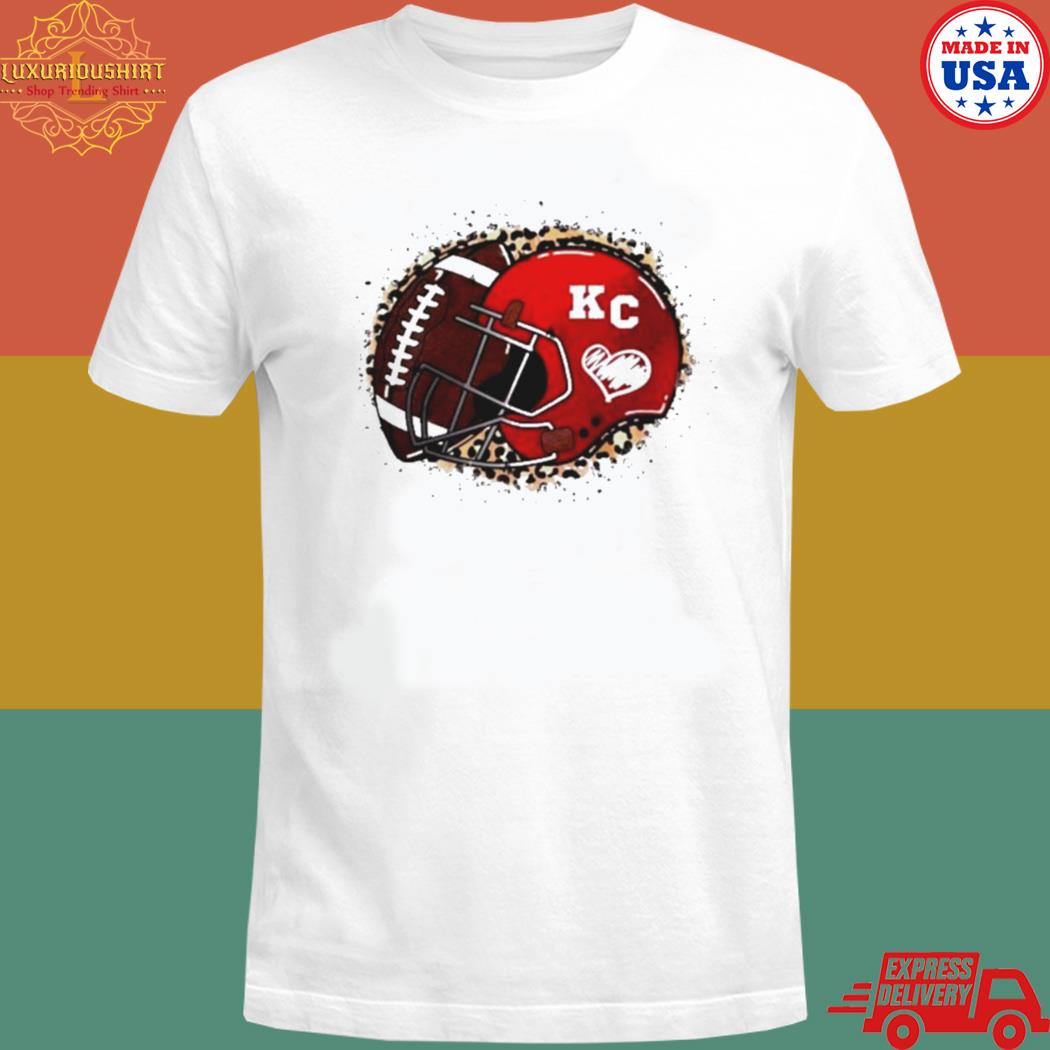 Official Chiefs helmet leopard print Football T-shirt