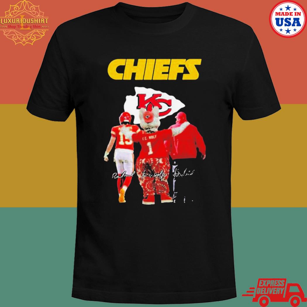 Official Kansas city Chiefs mascot Football signatures 2023 T-shirt