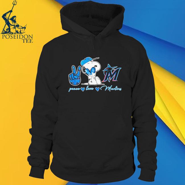 Miami Marlins Peace Love Marlins Snoopy Shirt, hoodie, longsleeve,  sweatshirt, v-neck tee