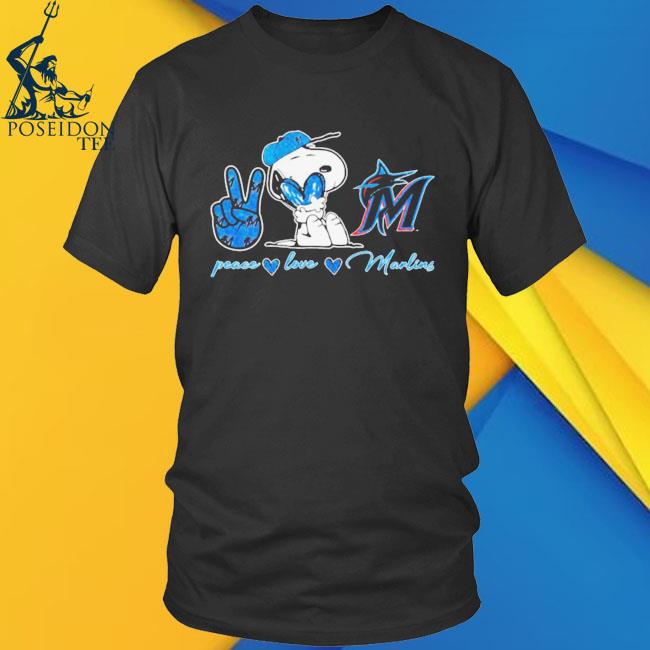 Miami Marlins Peace Love Marlins Snoopy Shirt, hoodie, longsleeve,  sweatshirt, v-neck tee