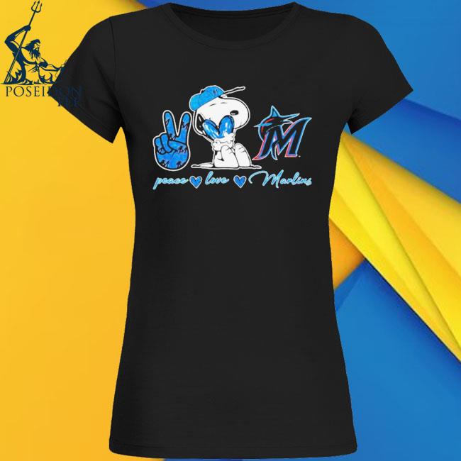 Miami Marlins Peace Love Marlins Snoopy Shirt, hoodie, longsleeve,  sweatshirt, v-neck tee