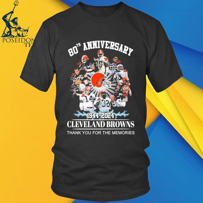 80th Anniversary 1944 – 2024 Cleveland Browns Thank You For The Memories  T-Shirt, hoodie, sweater, long sleeve and tank top