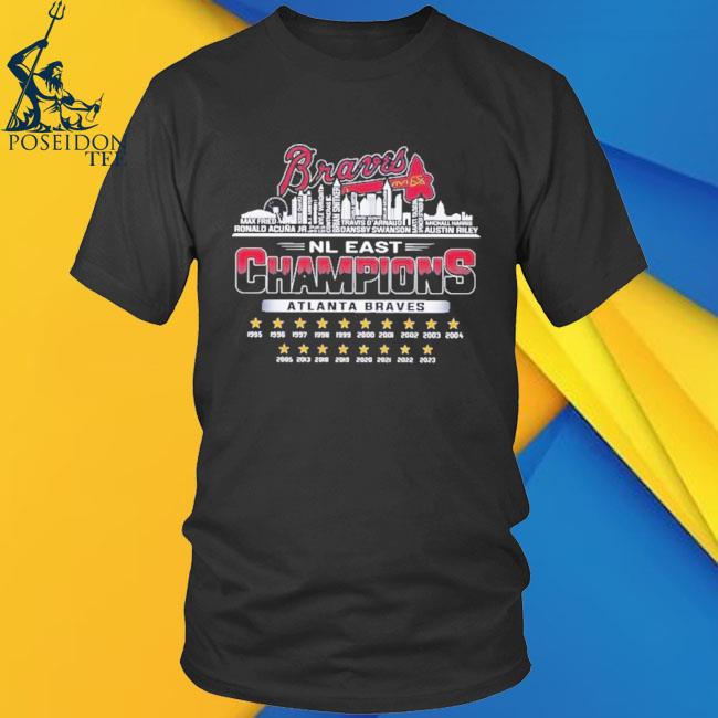 Original Atlanta Braves 2023 NL East Champions Players Name Skyline  T-Shirt, hoodie, sweater, long sleeve and tank top