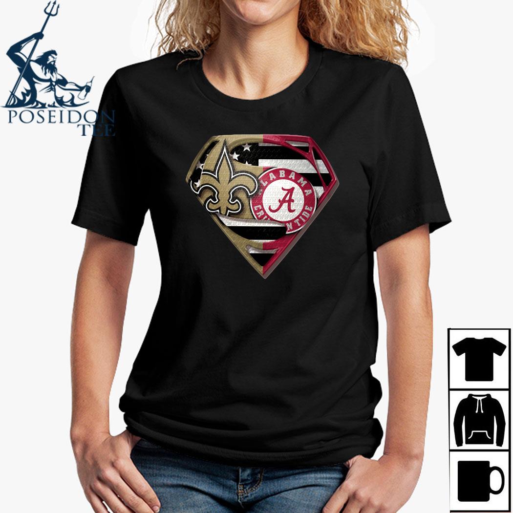 Orleans Saints And Alabama Crimson Superman Shirt, hoodie, tank top,  sweater and long sleeve t-shirt