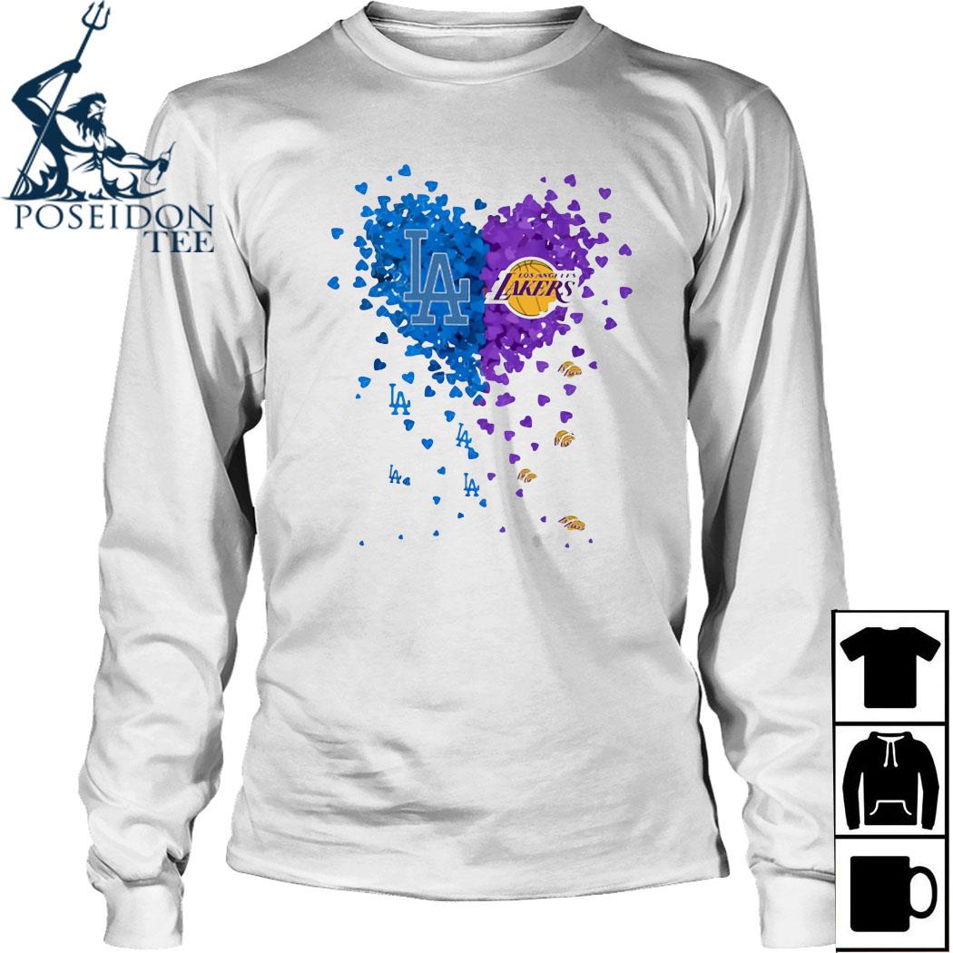 Unique Los Angeles Dodgers Los Angeles Lakers Tiny Heart Shape T-shirt -  Jomagift