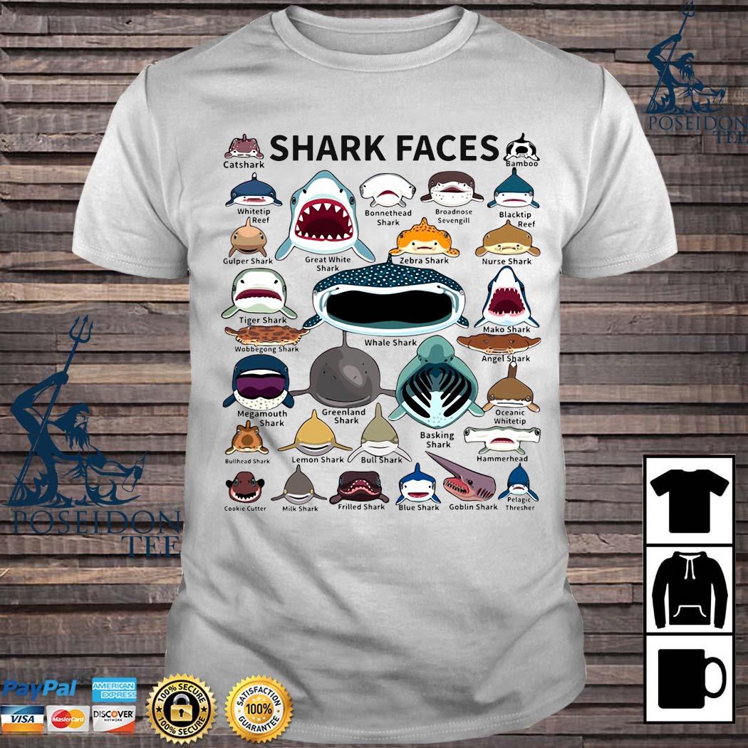 shark faces tshirt