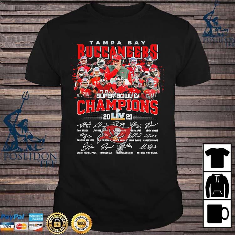 Tampa Bay Buccaneers super bowl LV champions 2021 signatures shirt, hoodie,  sweater, long sleeve and tank top